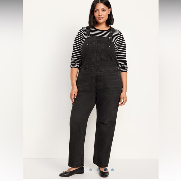 NWOT- Old Navy- Sz 16Tall- Black Denim Slouchy Overalls - Picture 4 of 12